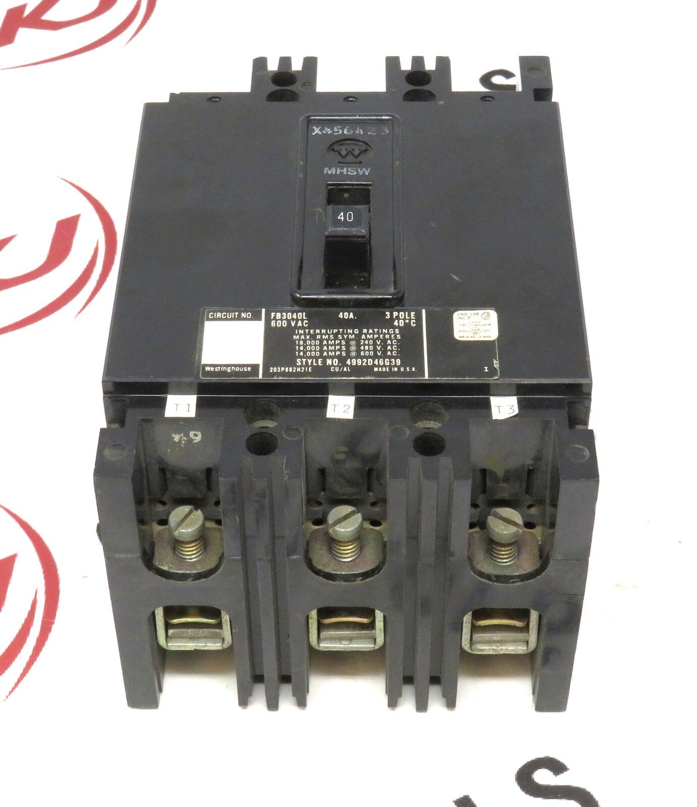 Eaton Westinghouse FB3040L 40A 3-Pole 600V FB Series Circuit Breaker1