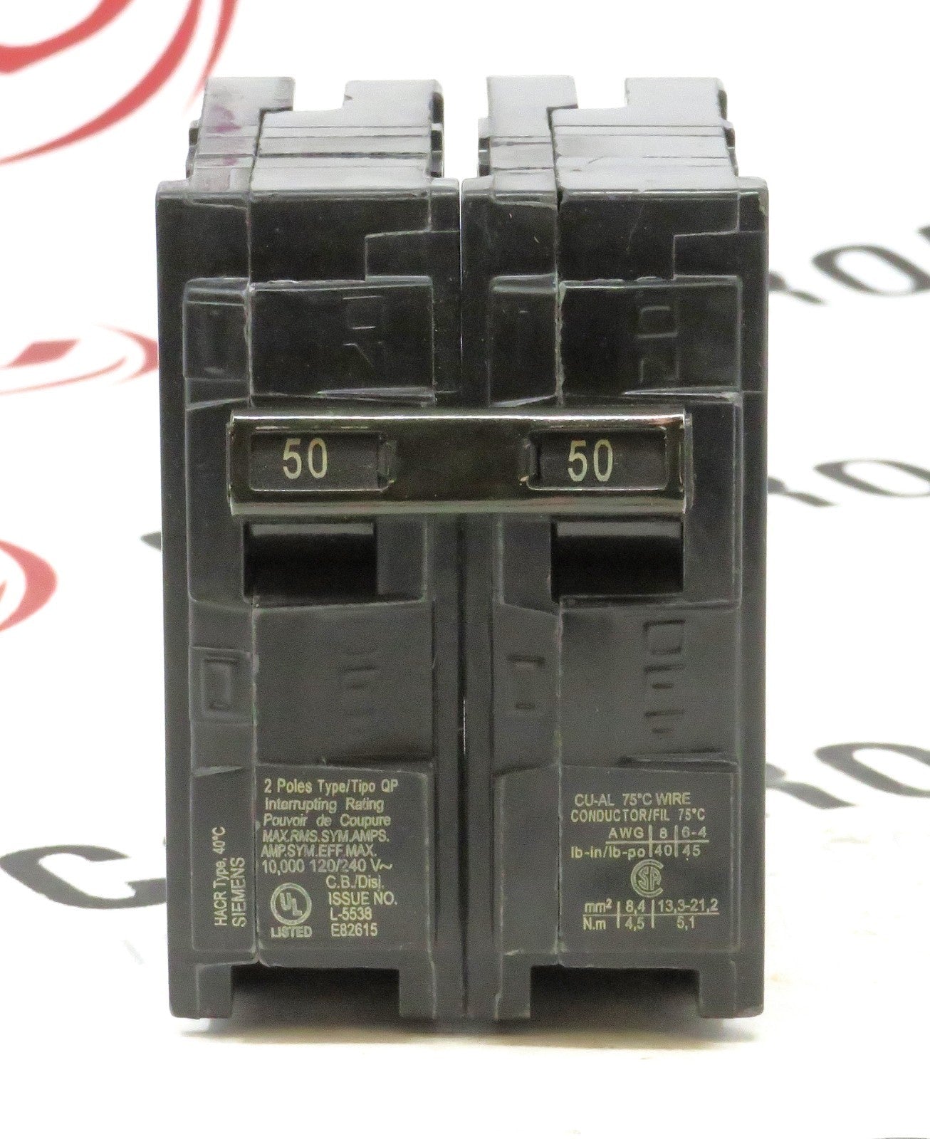 Siemens Q250 2-Pole 50A 120/240V QP Type Plug-In Circuit Breaker 10kA0