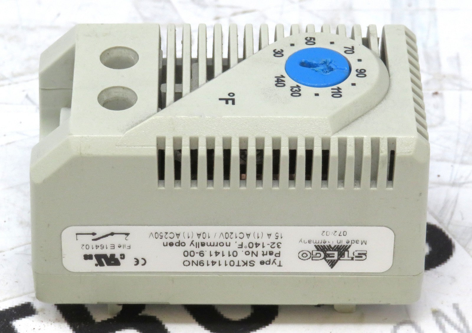 STEGO SKT011419NO Thermostat 01141.9-00 32–140°F NO DIN Rail Mount 120/250VAC2