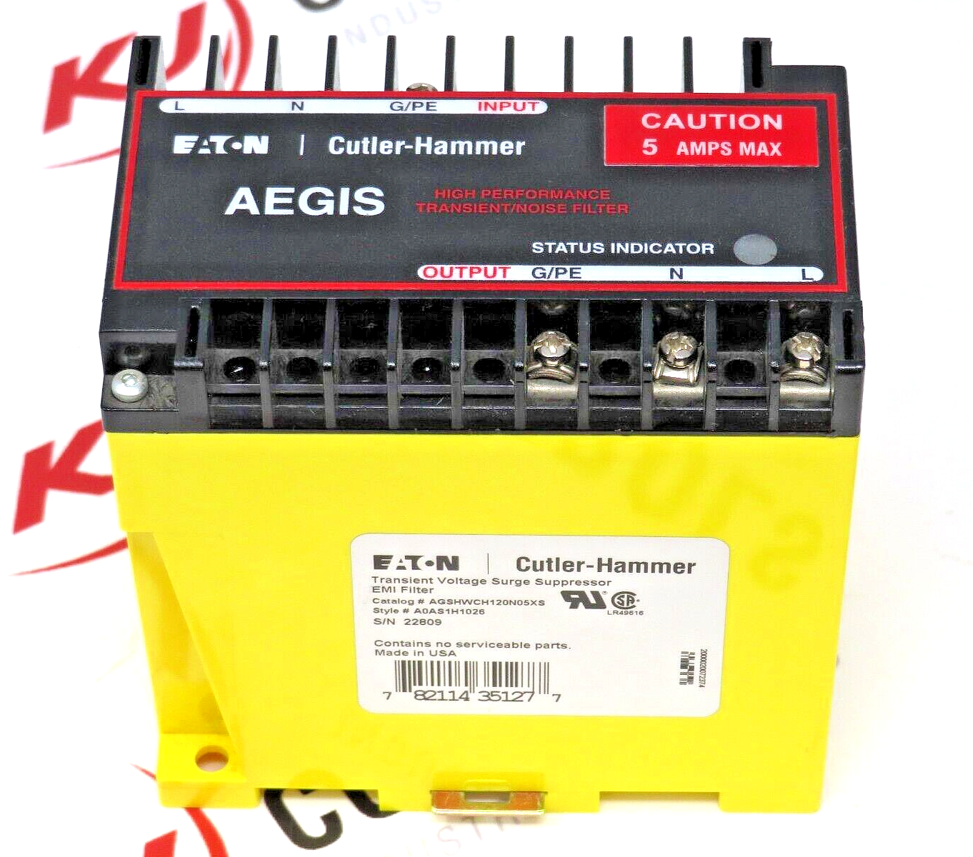 Eaton Cutler-Hammer AGSHWCH120N05XS Surge Suppressor EMI Filter 120V 5A DIN Rail