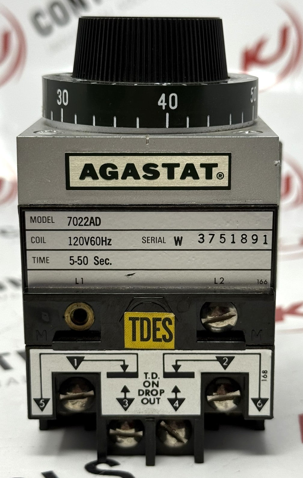 AGASTAT 7022AD 5-50 Sec Off-Delay Timer Relay 120VAC0
