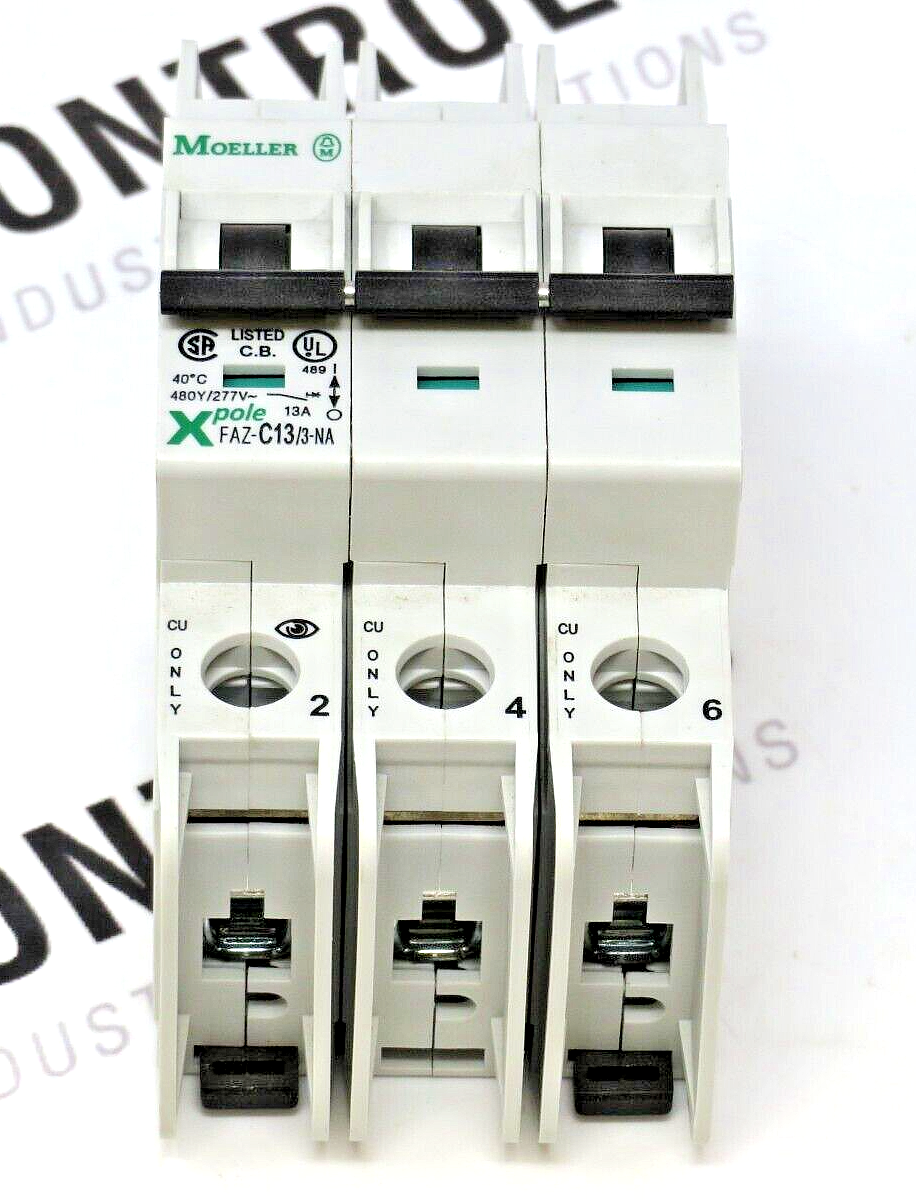 Eaton Moeller FAZ-C13/3-NA Xpole Miniature 3Pole 13A Thermal MAG Circuit Breaker