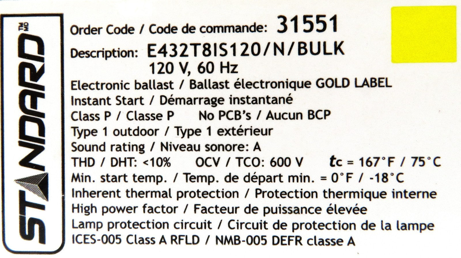 Standard Products E432T8IS120N Electronic T8 Fluorescent Ballast 120V 4-Lamp2