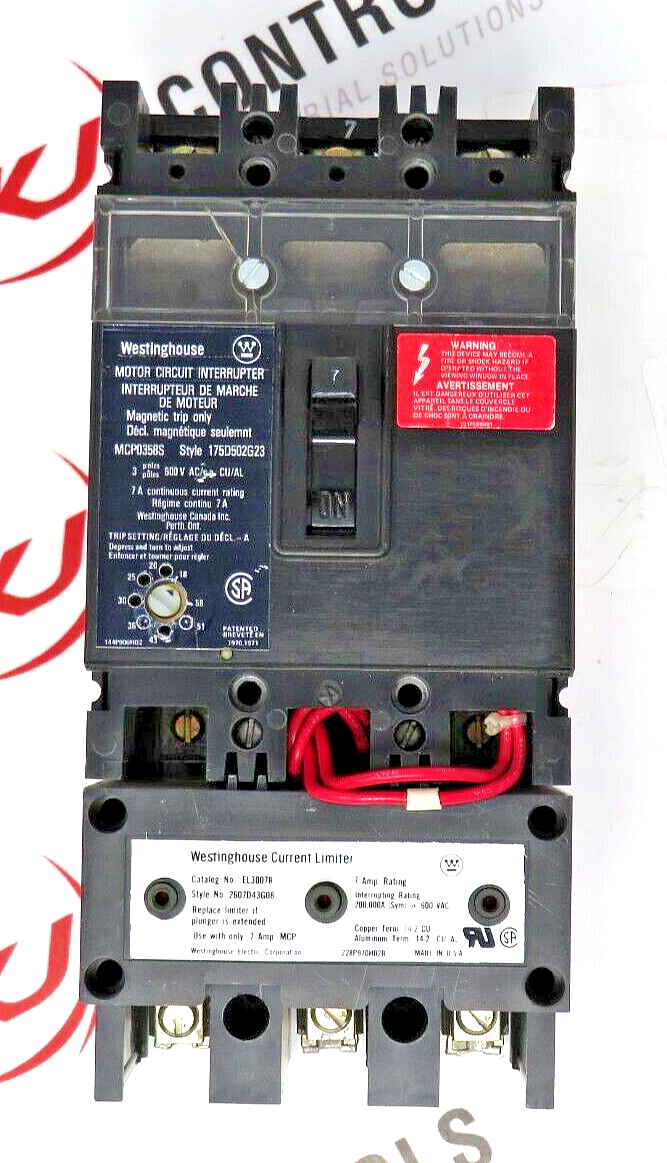 Westinghouse MCP0358S Circuit Breaker / Westinghouse EL3007R Current Limiter