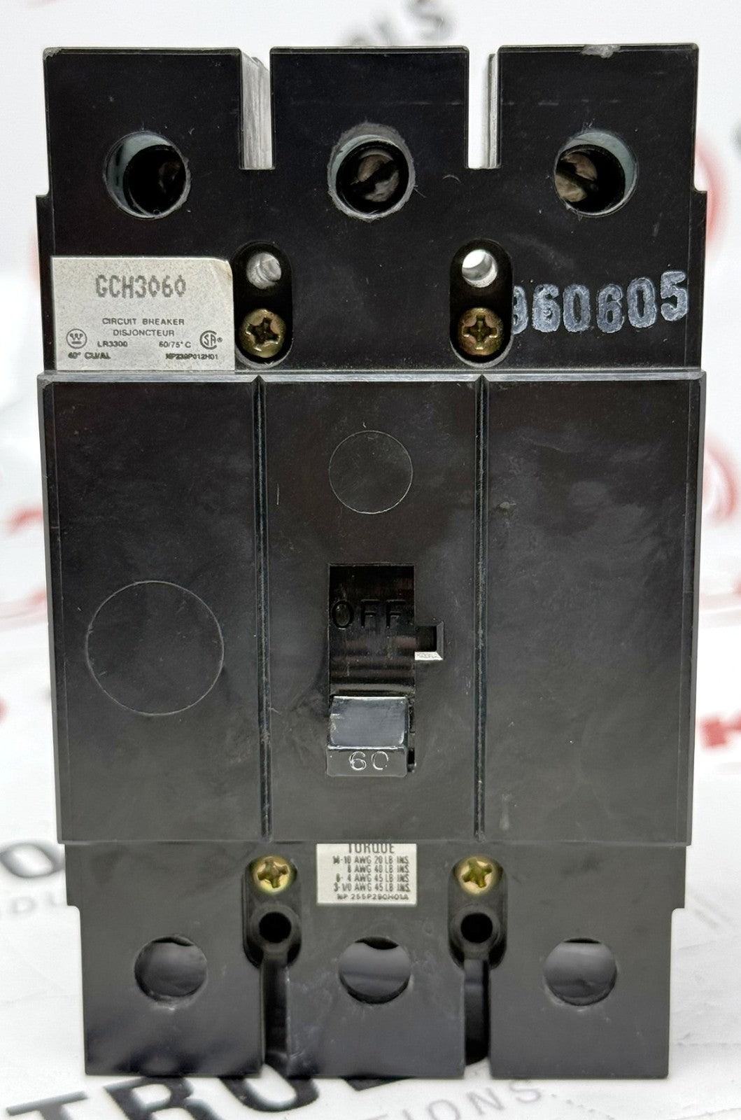 Westinghouse GCH3060 3-Pole 60A Molded Case Circuit Breaker 600Y/347V0