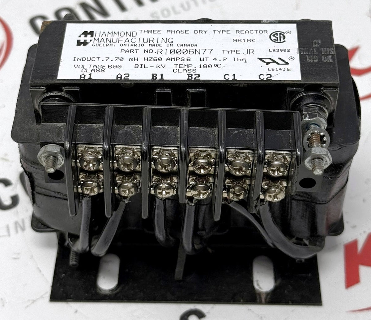 Hammond RI0006N77 3-Phase Line/Load Reactor 6A 7.70mH 600VAC0