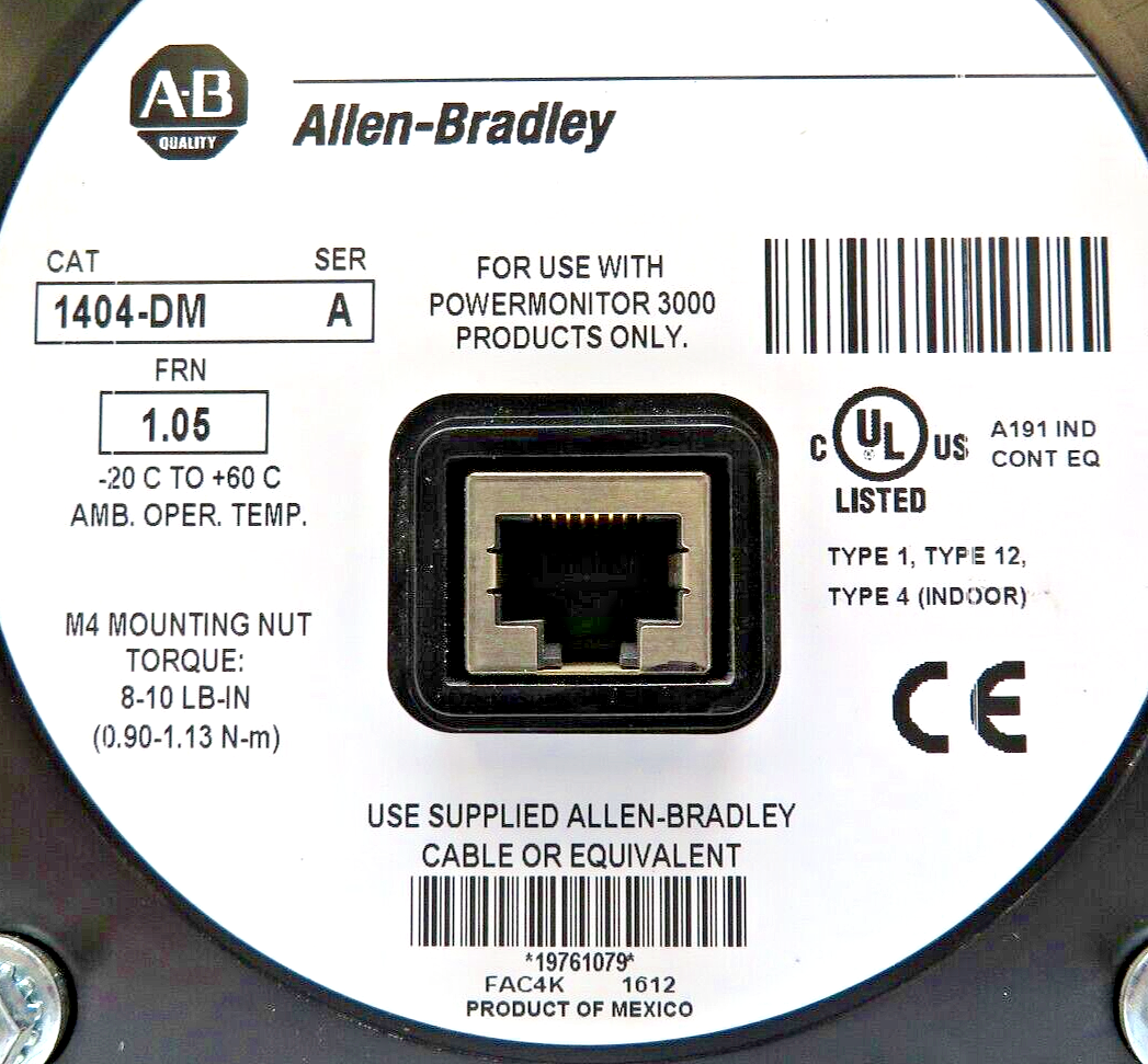 Allen-Bradley 1404-DM Powermonitor 3000 Display Module (CABLE NOT INCLUDED)