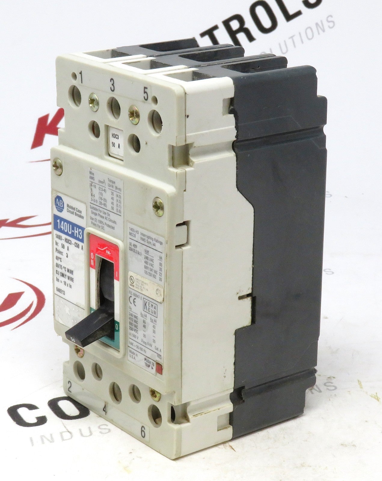 Allen-Bradley 140U-H3C3-C50 Circuit Breaker 3-Pole 50A H-Frame 600VAC2