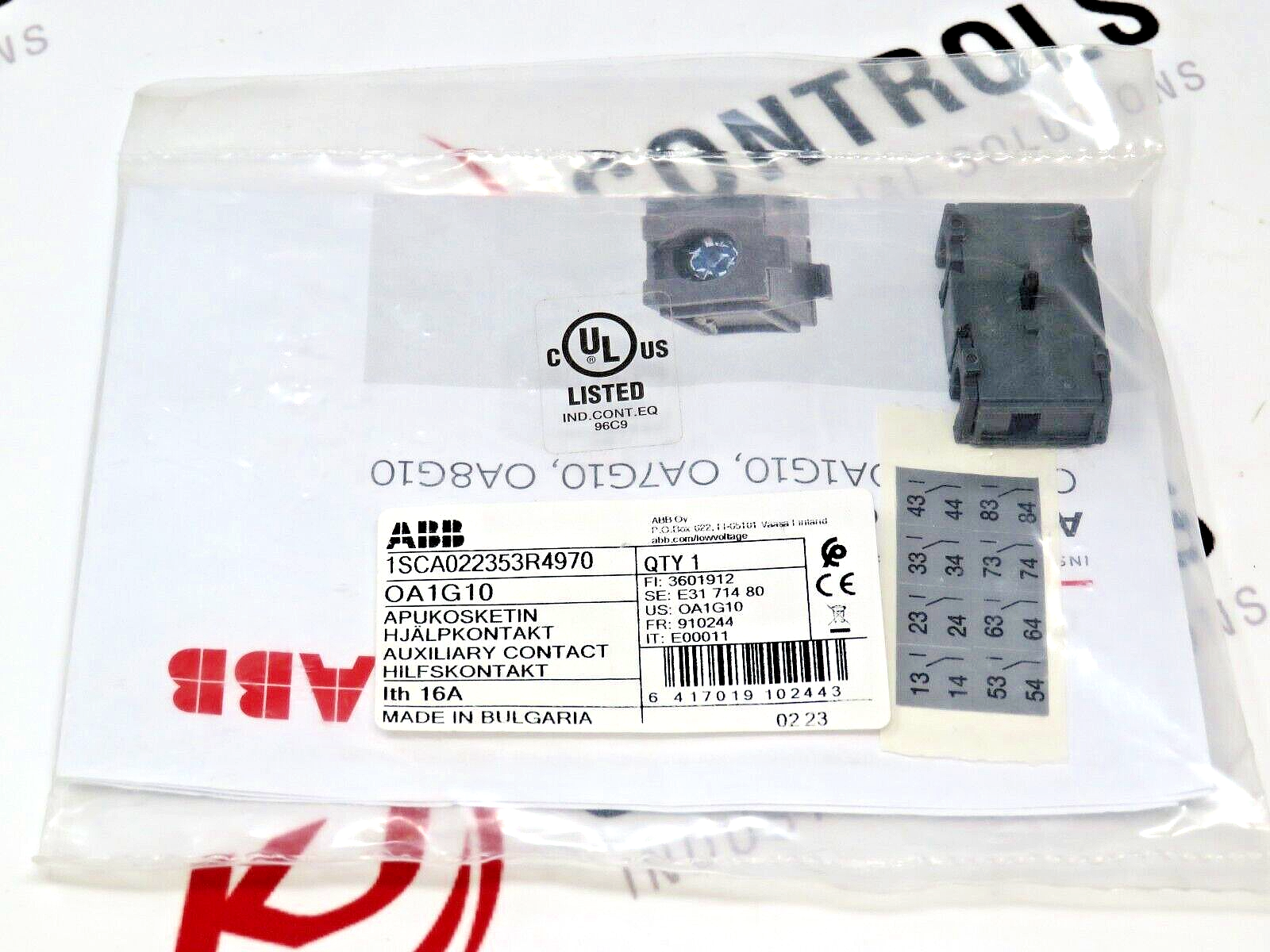 ABB OA1G10 Auxiliary Contact 1NO 16A 690V for OT/OS Disconnect Switches