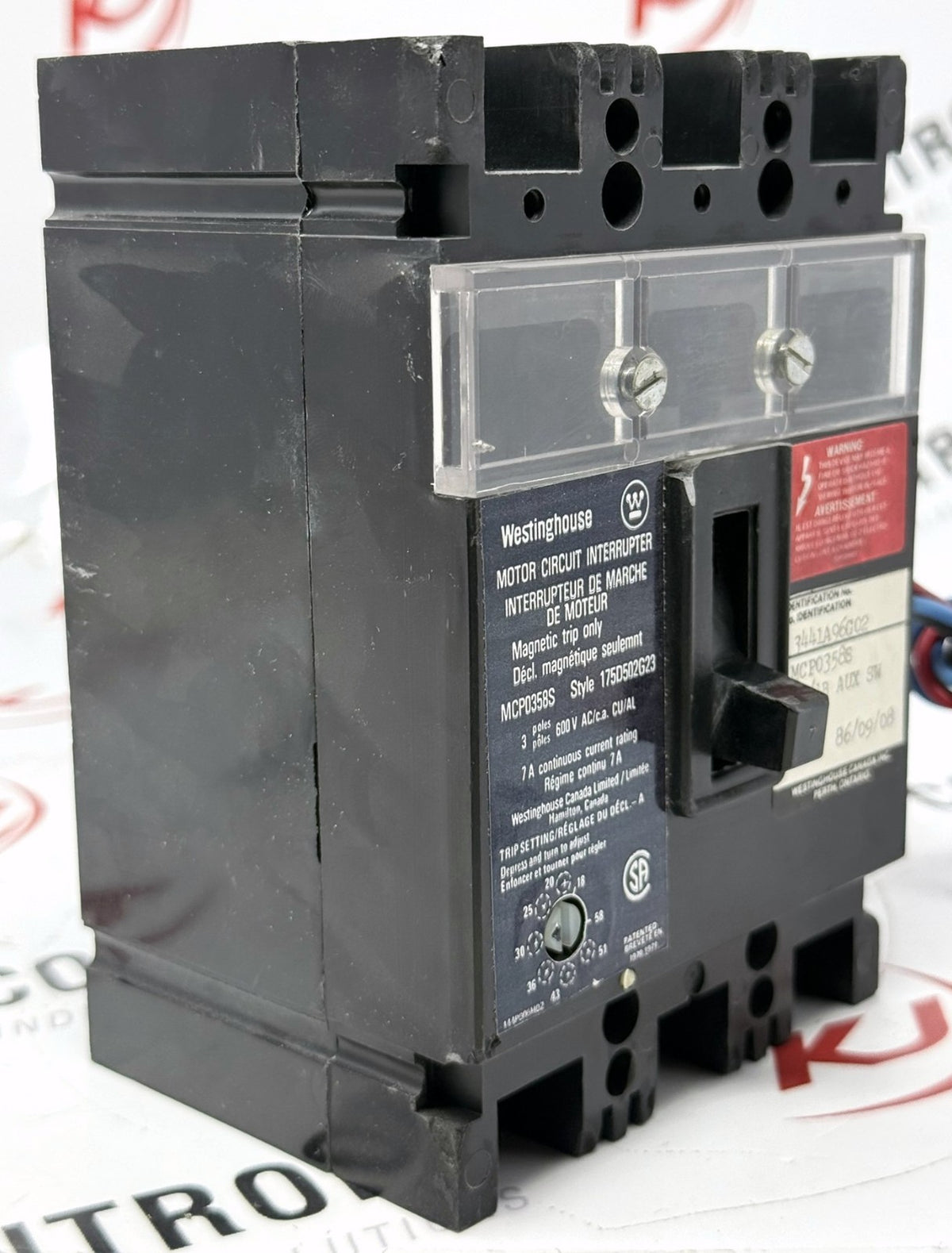 Westinghouse MCP0358S 3-Pole 7A Motor Circuit Protector with Auxiliary Switch1
