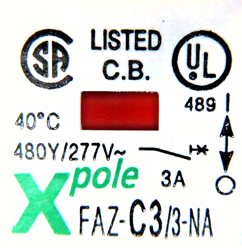 Eaton Moeller FAZ-C3/3-NA Xpole 3A Thermal MAG Miniature C-Curve Circuit Breaker