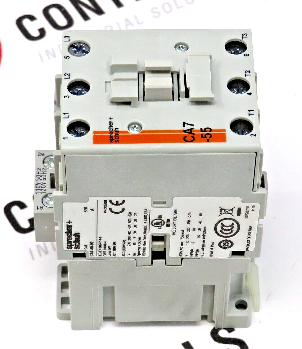 Sprecher + Schuh CA7-55-10-120 3-Pole 55A 120V/60HZ  1NO Contactor