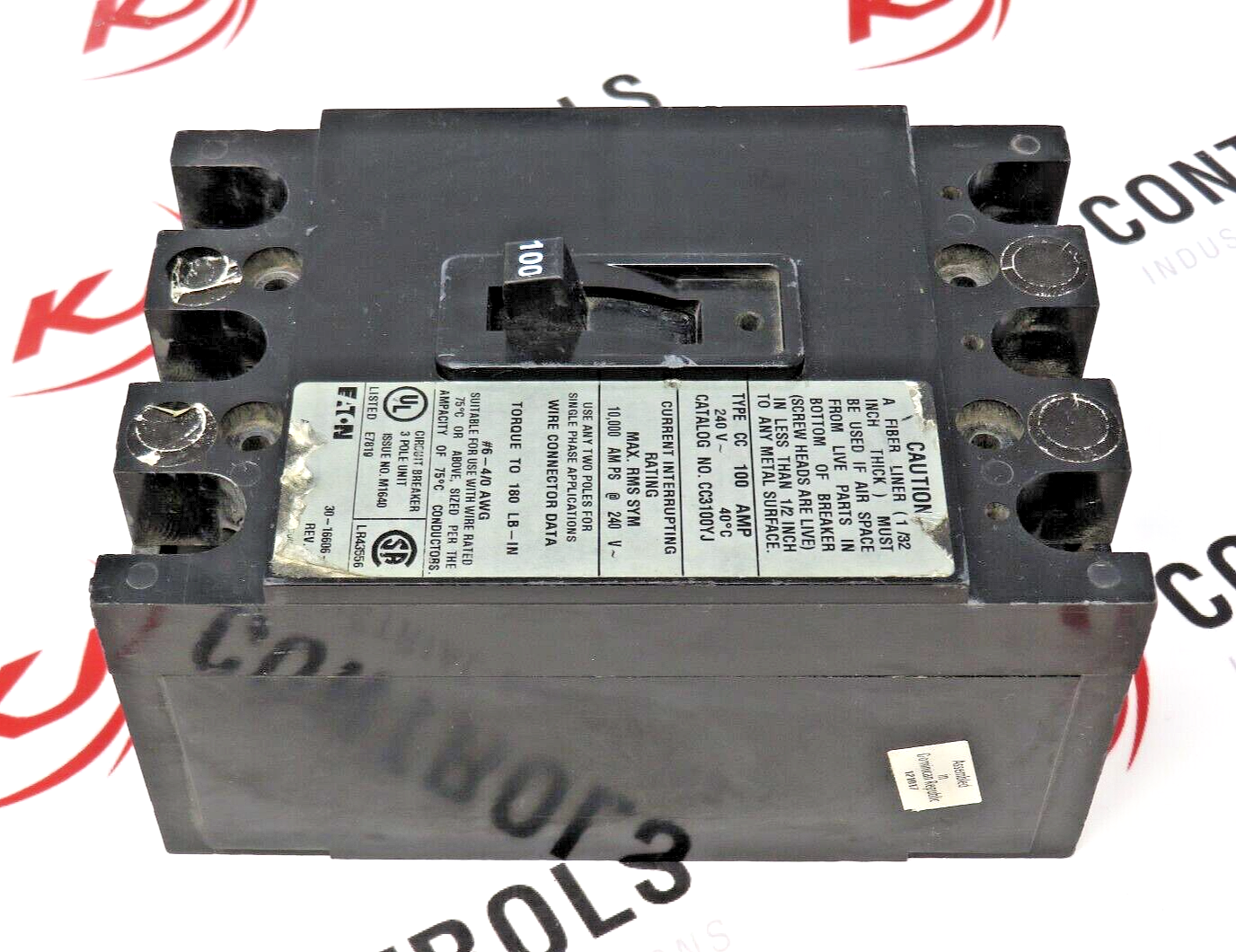 Eaton CC3100YJ 100A 3-Pole 240V 10kAIC Circuit Breaker