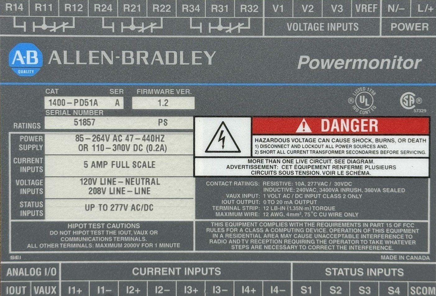 Allen-Bradley 1400-PD51A Bulletin 1400 Powermonitor Display2