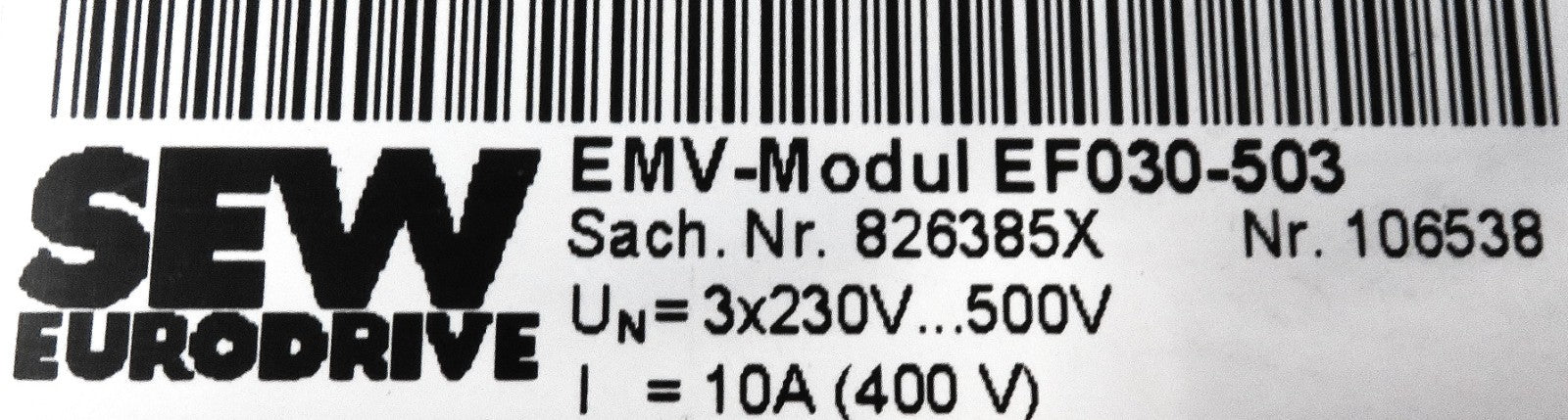 SEW Eurodrive EMV-Modul EF030-503 10A 3x230-500V Mains Power Supply3