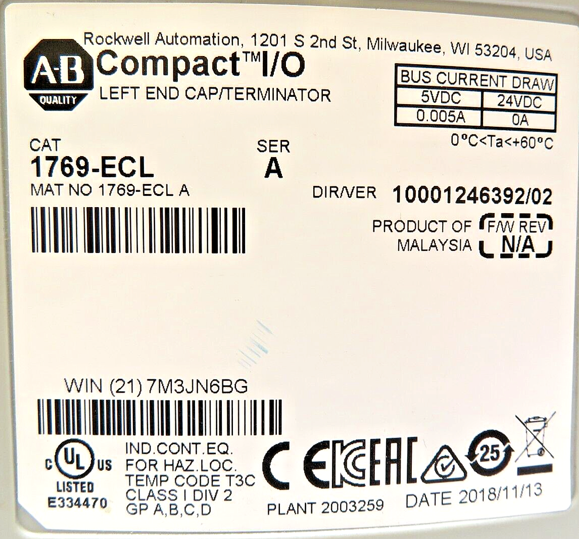 Allen-Bradley 1769-AENTR Compact I/O 2-Port EtherNet/IP Adapter for CompactLogix