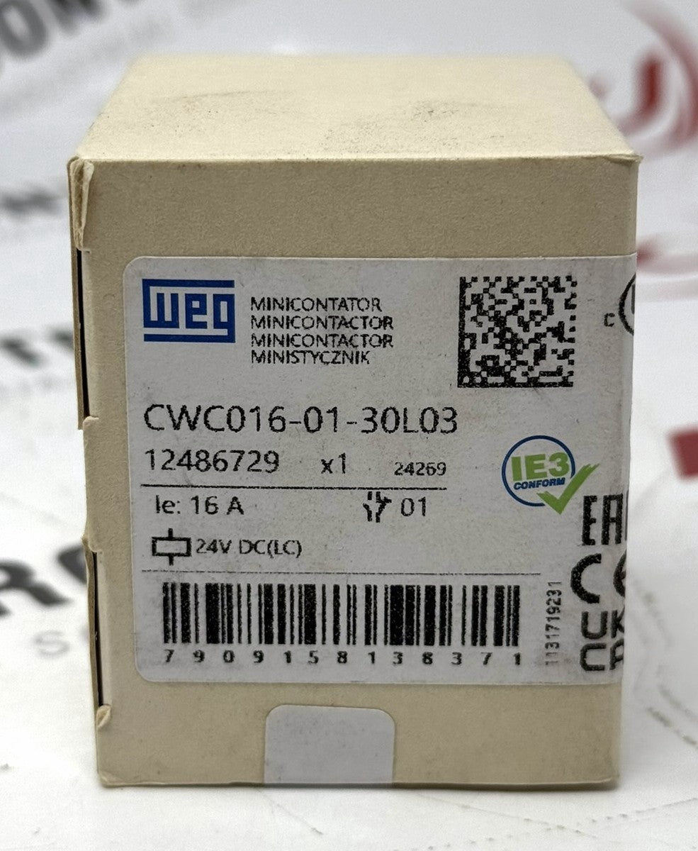 WEG CWC016-01-30L03 16A Mini Contactor 3NO 1NC 24VDC Coil0