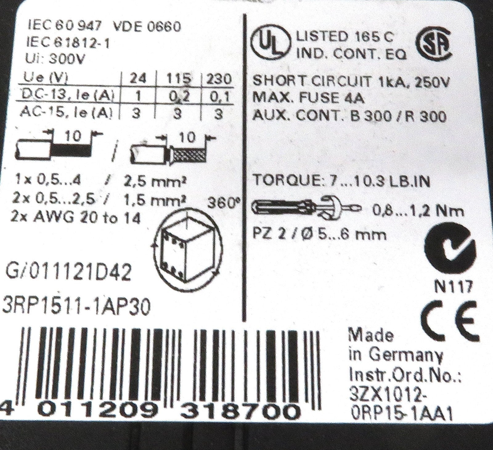 Siemens 3RP1511-1AP30 On-Delay Time Relay 24VDC 200-240VAC 0.5-10s Solid State3