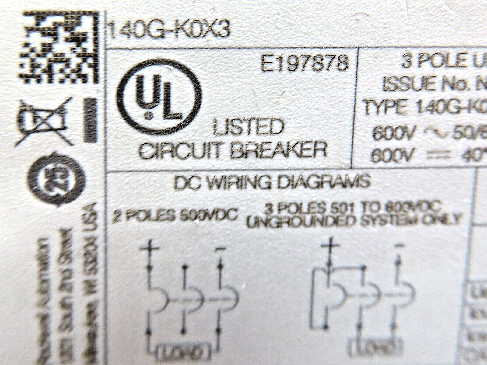 Allen-Bradley 140G-K0X3 400A 600VAC 3Pole Circuit Breaker/140G-KTH3-D30 LSI Trip