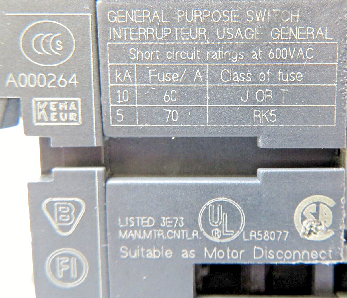 ABB-Asea Brown Boveri OT32E3 40A 600VAC Disconnect Switch