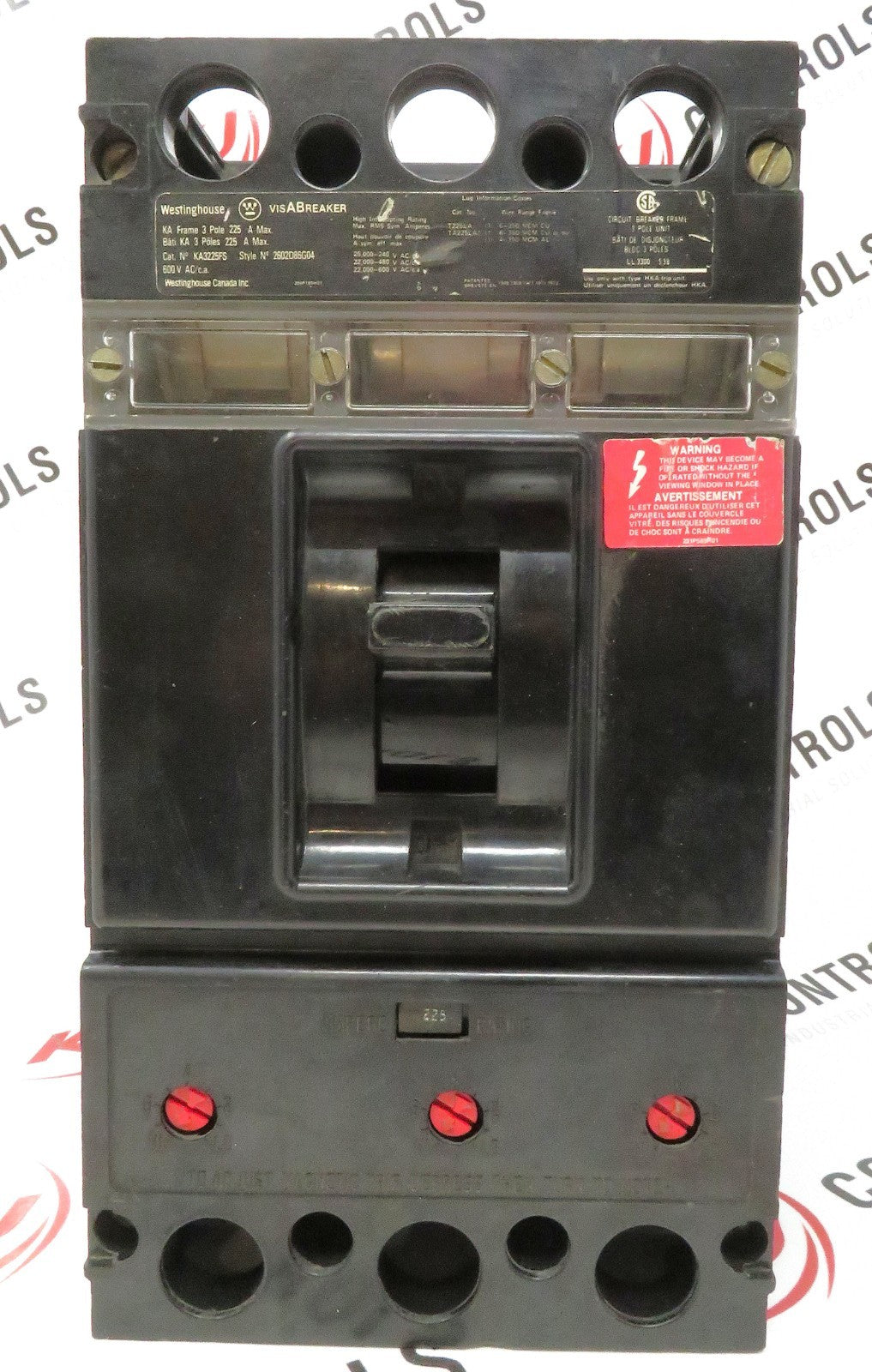 Eaton Westinghouse KA3225FS 2602086G04 225A 3P 600V VisABreaker Circuit Breaker0