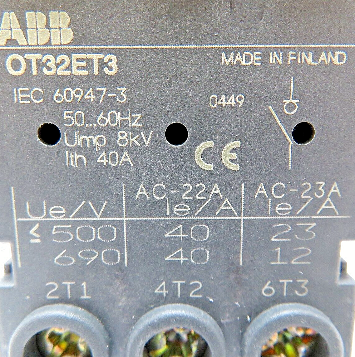 ABB-Asea Brown Boveri OT32ET3SY 3-Pole 32A 690V Door Mounted Switch Disconnector