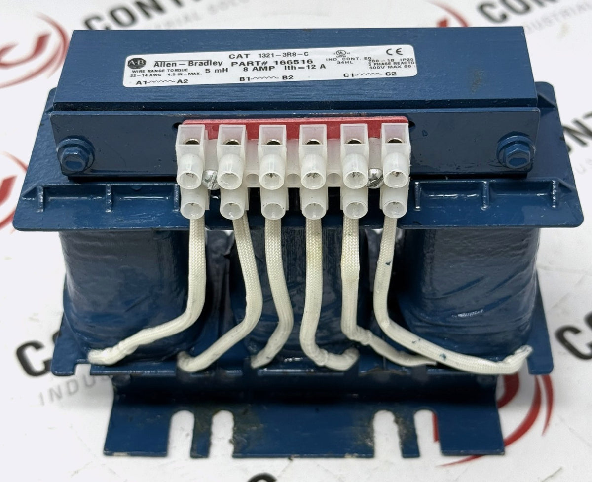 Allen-Bradley 1321-3R8-C 3-Phase Line Reactor 8A 5.0mH 600VAC0