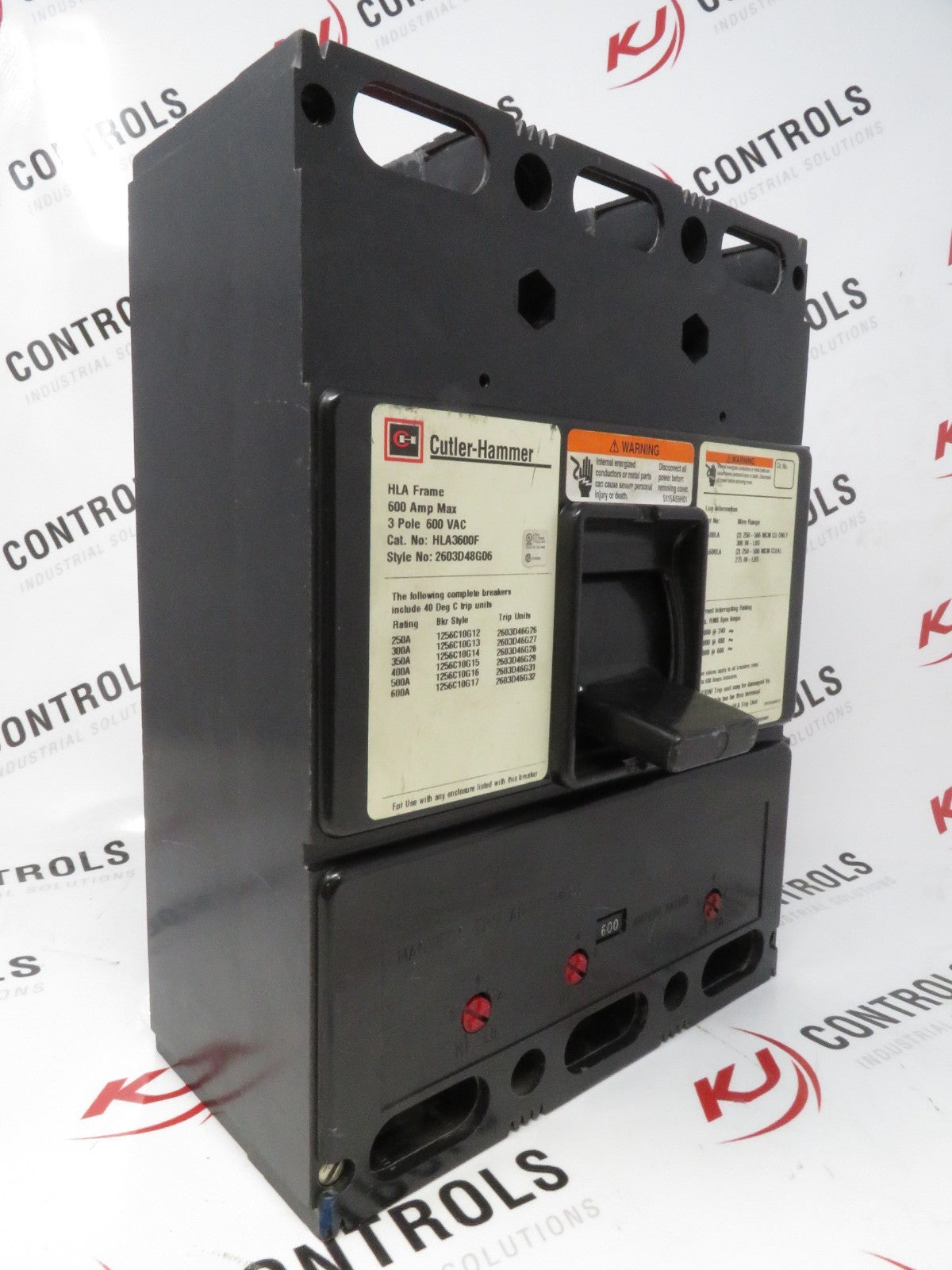 Eaton Cutler-Hammer HLA3600F 600A 3P 600V Circuit Breaker HLA Frame 2603D48G062