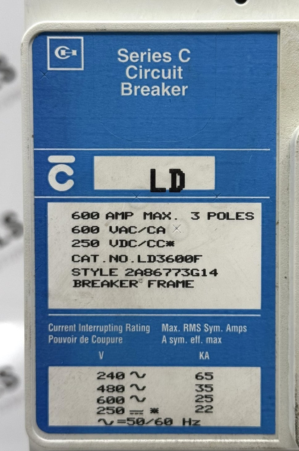 Cutler-Hammer LD3600F 3-Pole 600A 600V Circuit Breaker5
