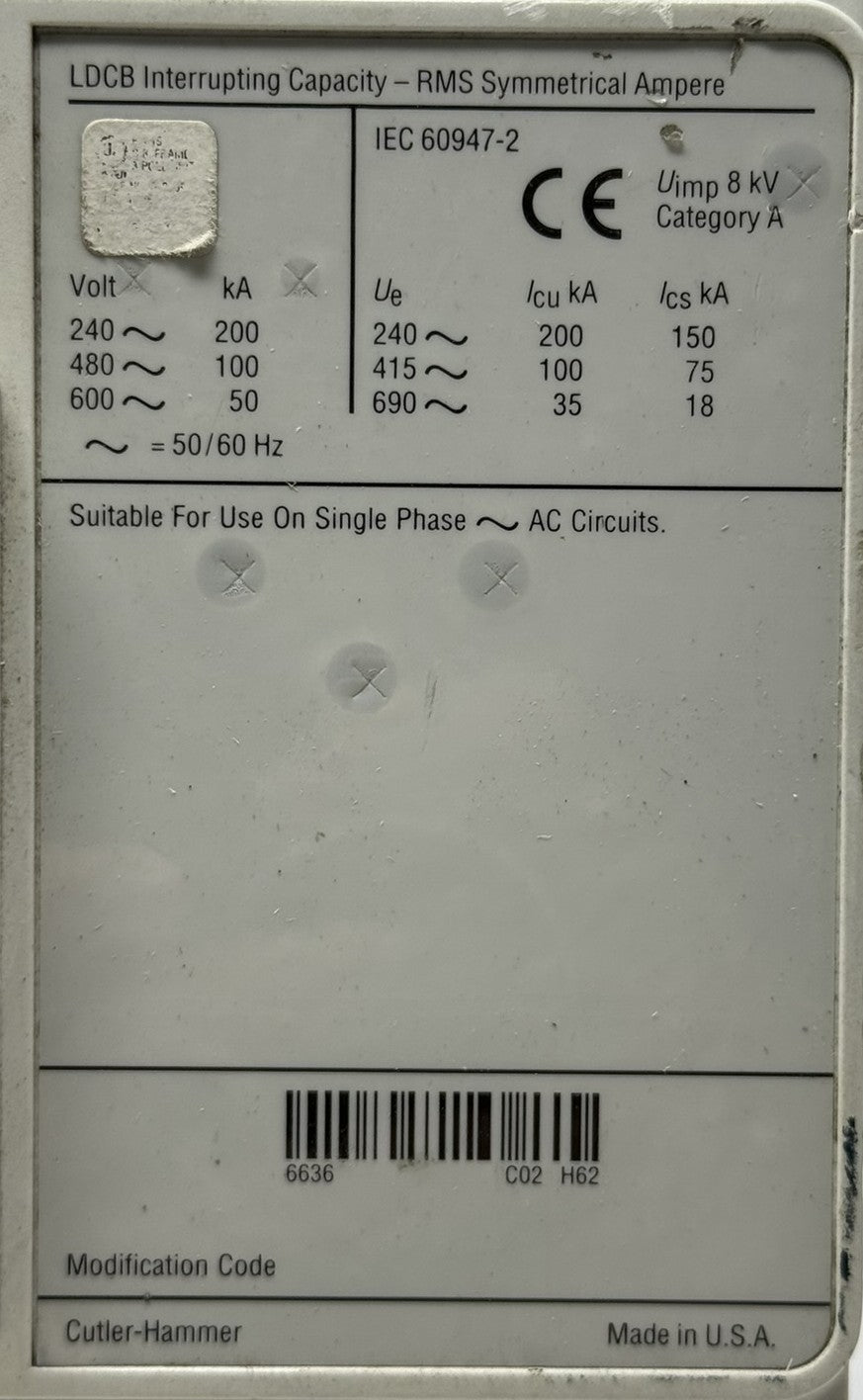 Eaton Cutler-Hammer LDCB3600FT33W 3-Pole 500A 100kA Circuit Breaker7