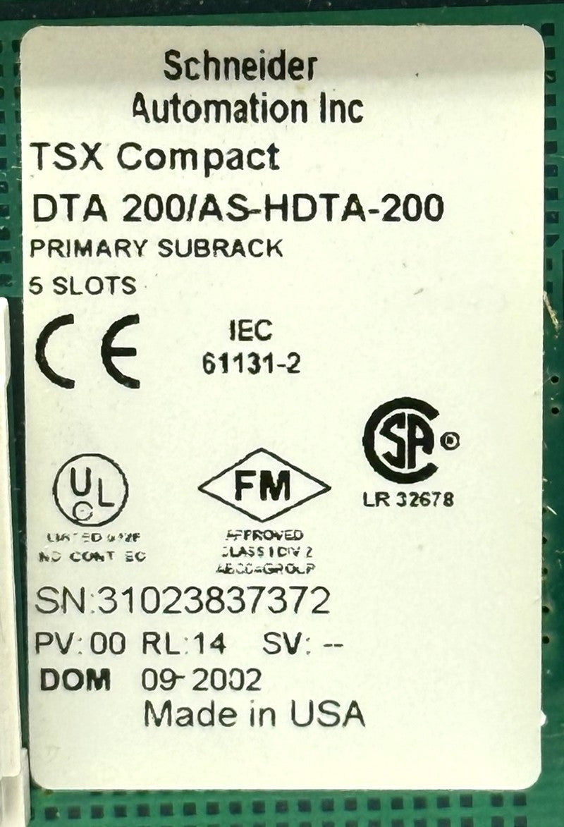 Schneider Automation AS-HDTA-200 Modicon TSX Compact 5-Slot PLC Backplane2