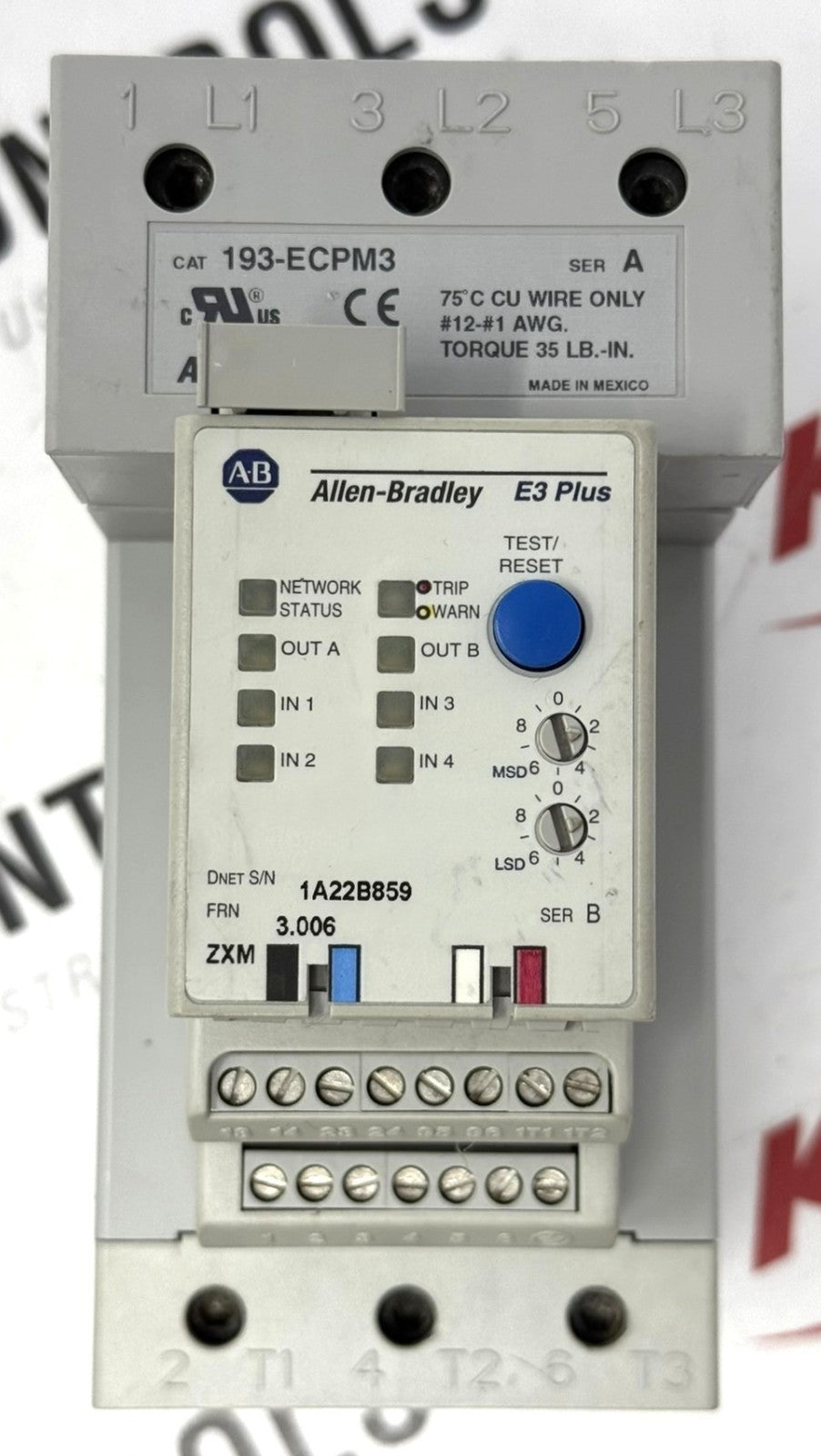 Allen-Bradley 193-EC2EE E3 Plus 18-90A Electronic Overload Relay w/ 193-ECPM30