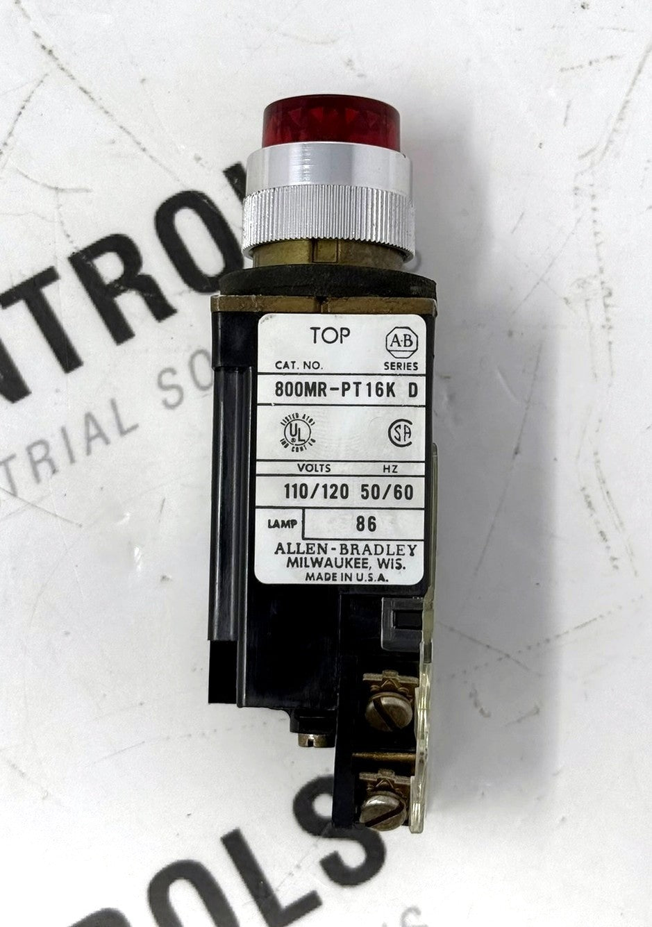 Allen-Bradley 800MR-PT16K 22.5mm Push-to-Test Red Pilot Light0