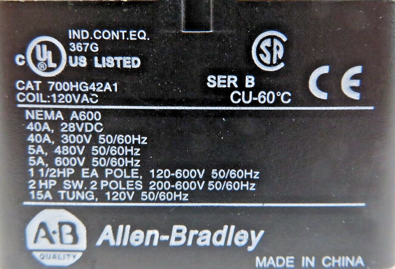 Allen-Bradley 700-HG42A1 Heavy-Duty Open Style Power Control Relay