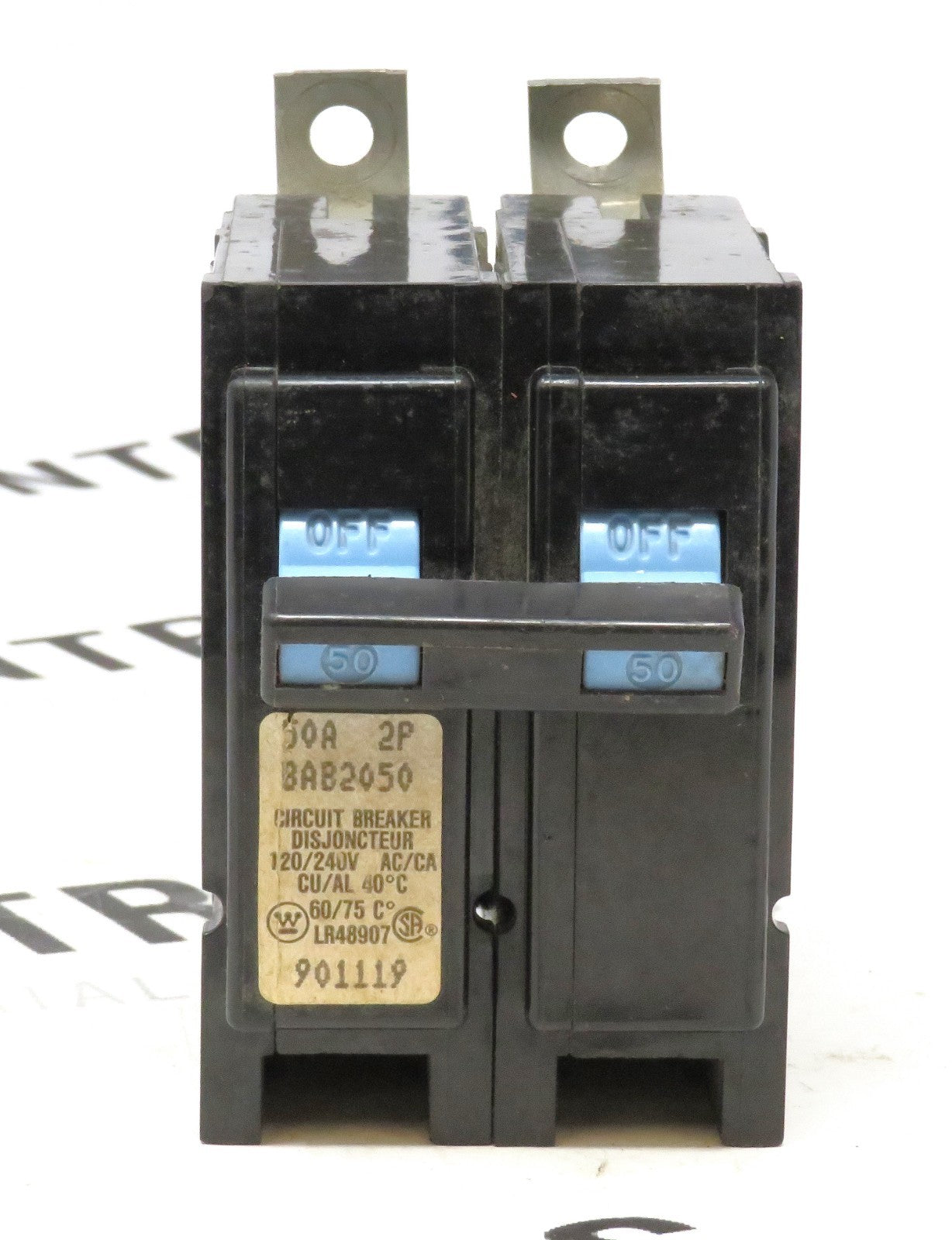 Eaton Westinghouse BAB2050 2P 50A 120/240V Type BAB Circuit Breaker 10kAIC0