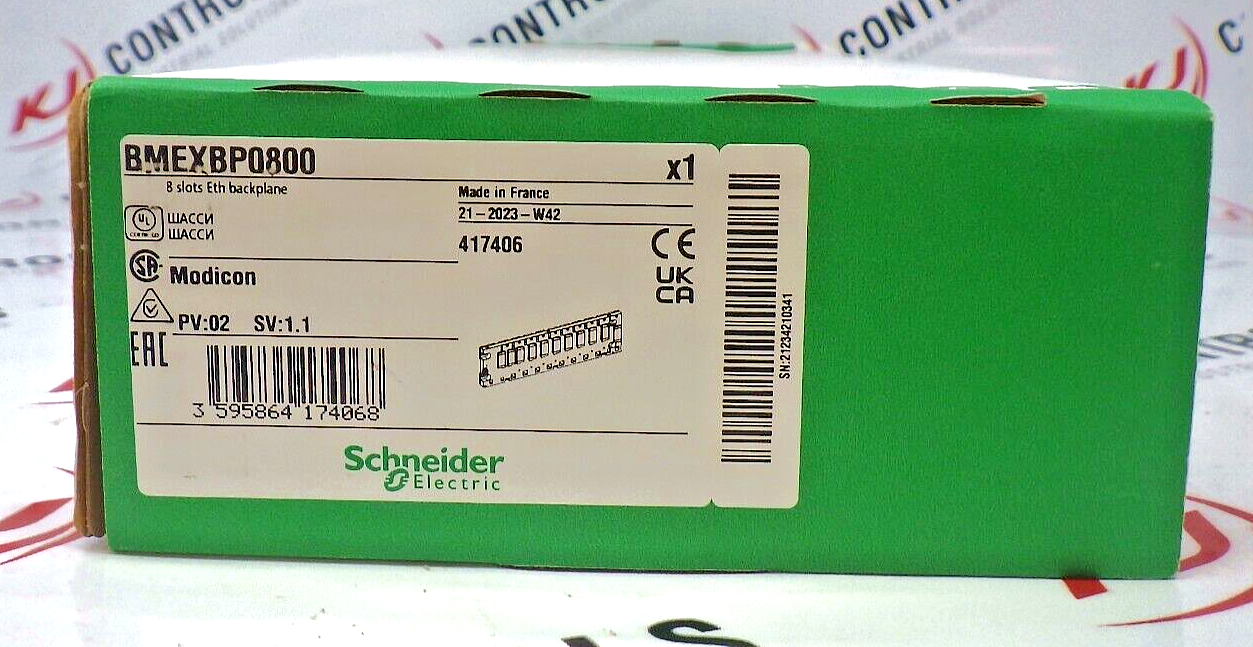 Schneider Electric BMEXBP0800 Modicon X80 Ethernet Backplane Rack, 8 Slots