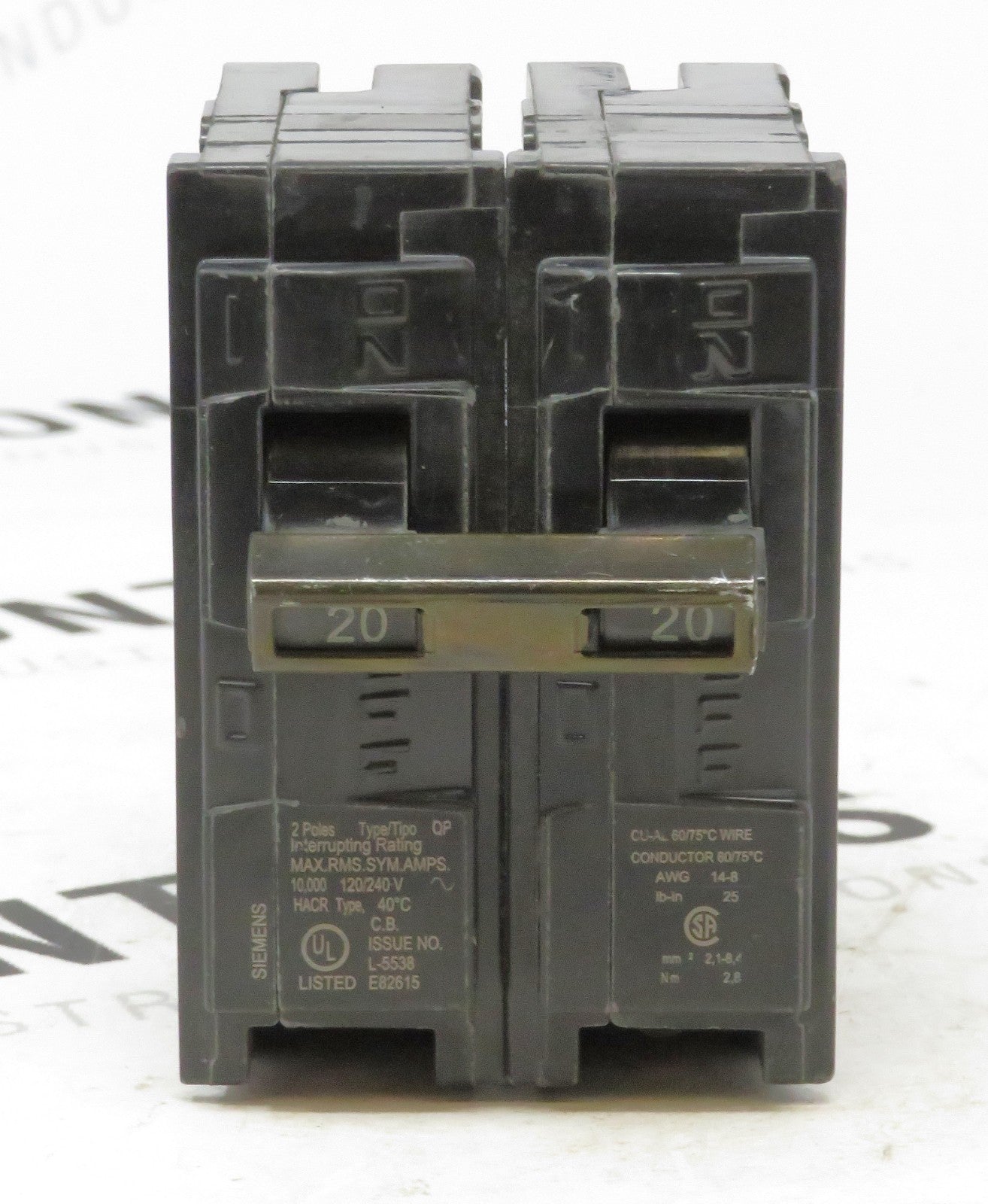 Siemens Q220 Circuit Breaker 20A 2-Pole 120/240V Type QP 10kAIC0