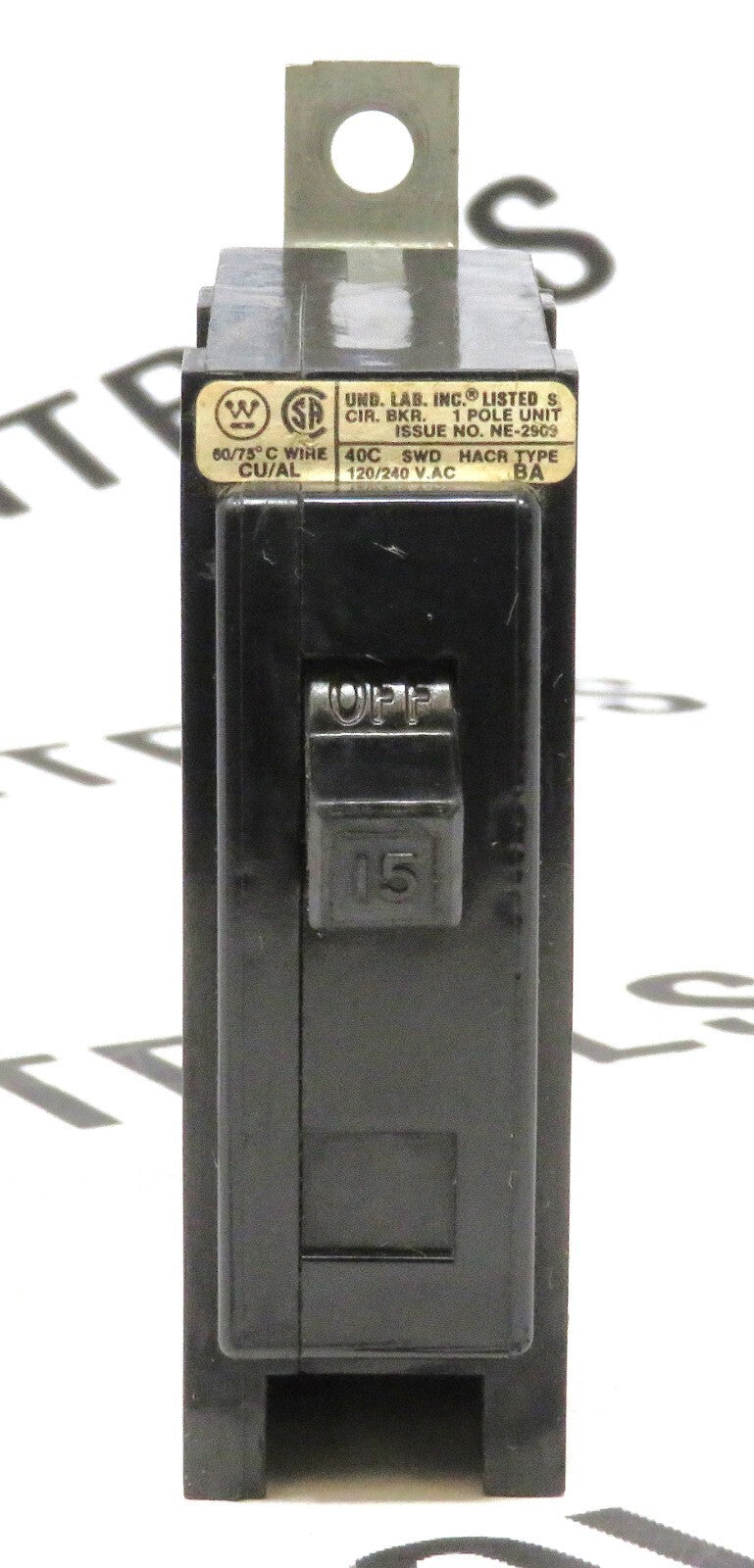 Eaton Westinghouse BA115 15A 1P 120/240V Bolt-On Circuit Breaker0