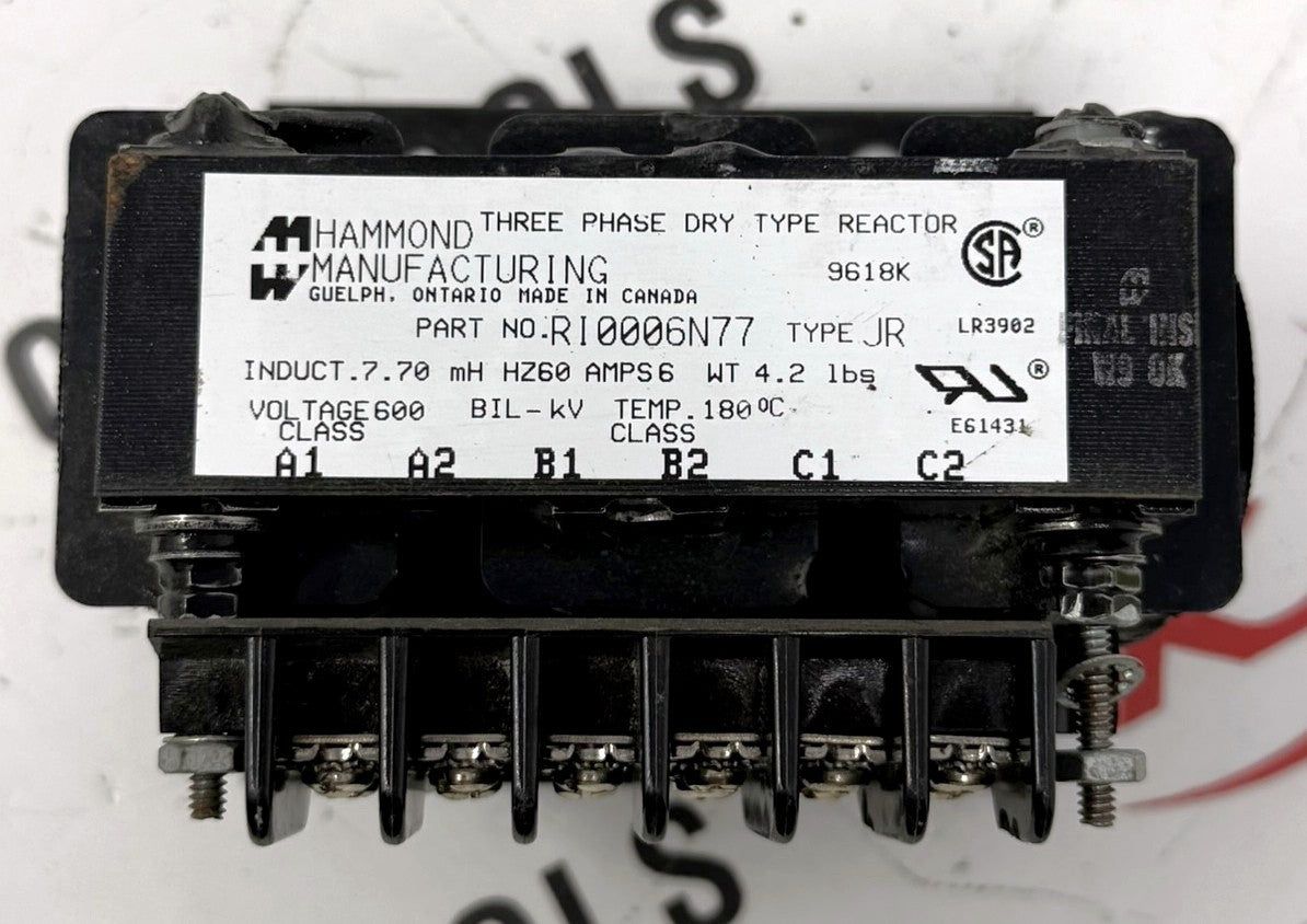 Hammond RI0006N77 3-Phase Line/Load Reactor 6A 7.70mH 600VAC1