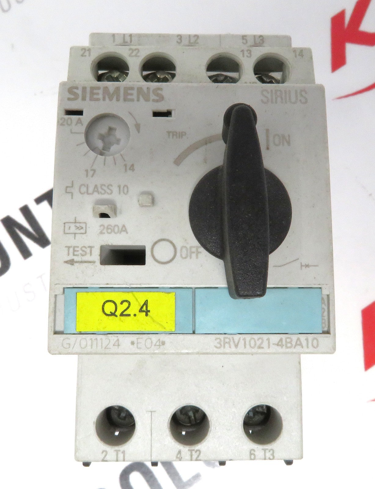 Siemens 3RV1021-4BA10 Circuit Breaker, 14-20A, 3P, 690V, SIRIUS Series2