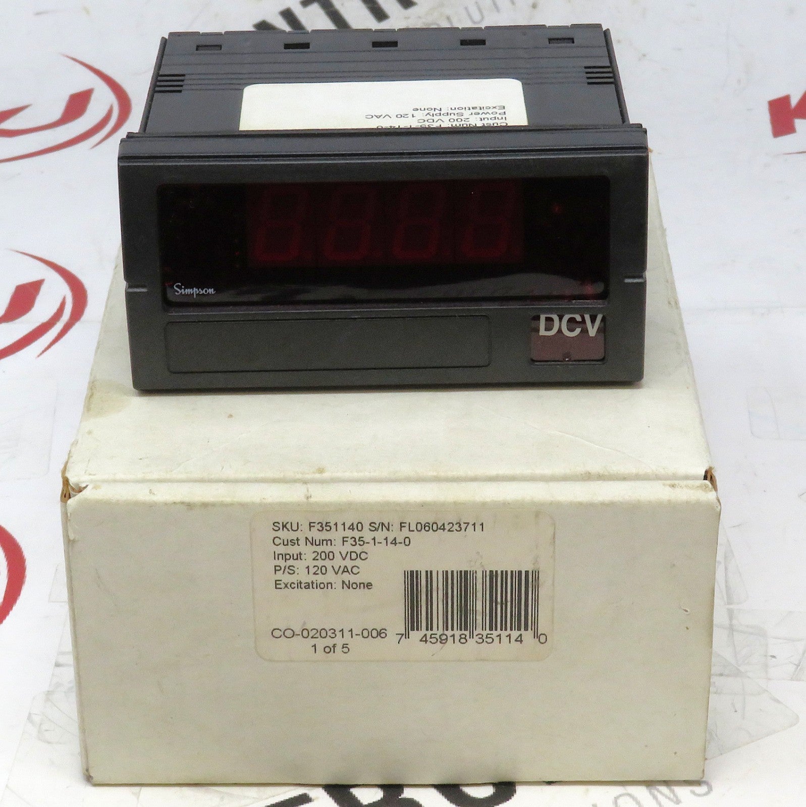 Simpson Electric F351140 Panel Meter 200VDC Input 120VAC Power Supply 5A Range0