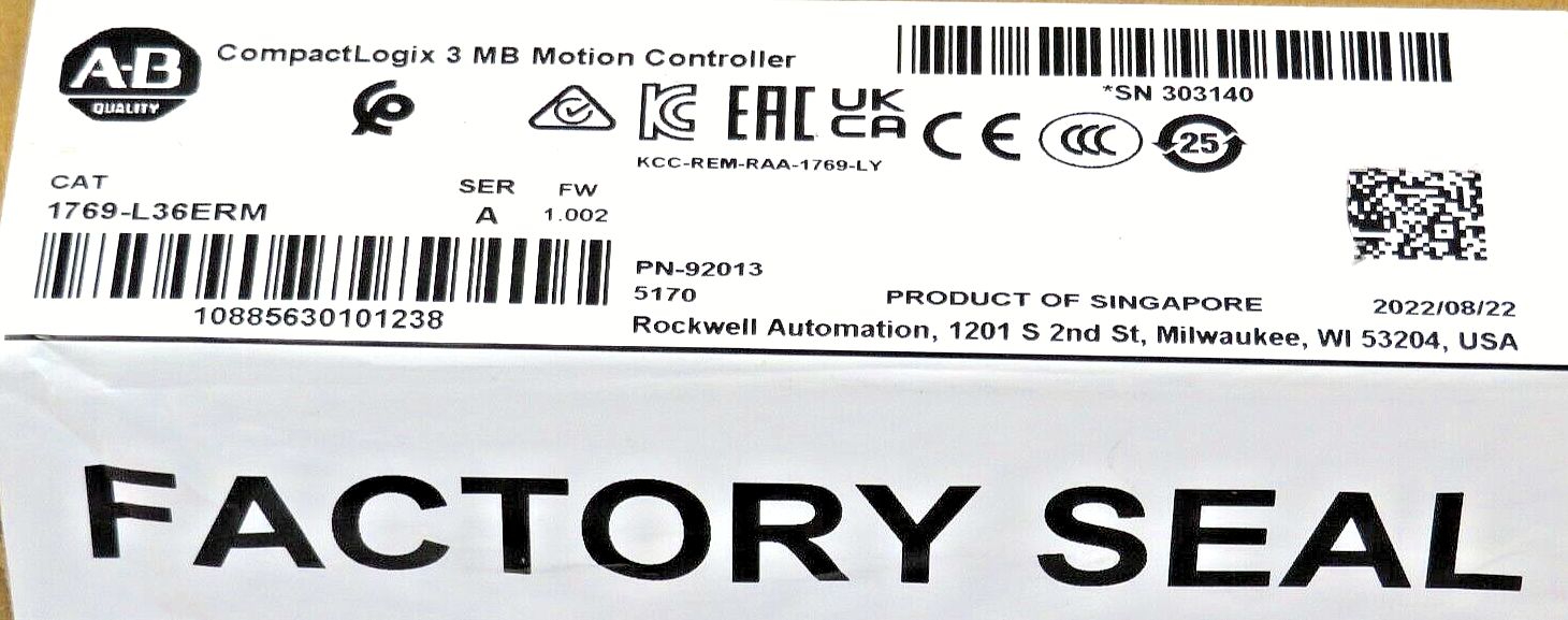 Allen-Bradley 1769-L36ERM CompactLogix 3 MB Motion Controller