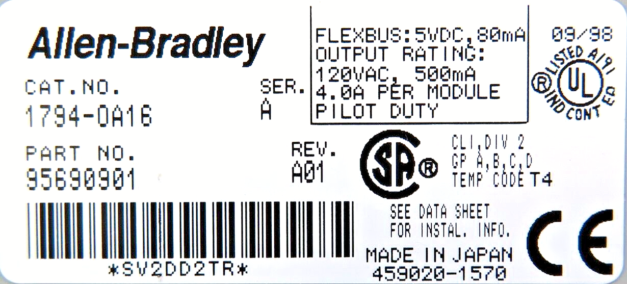 Allen-Bradley 1794-OA16 Flex I/O 16-Point Digital AC Output Module