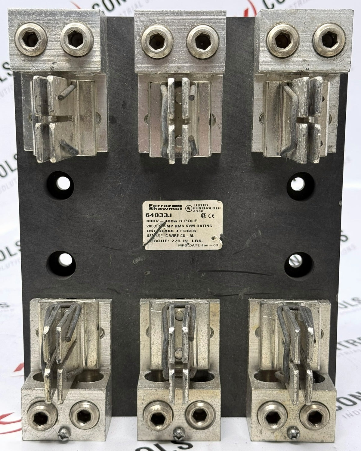 Ferraz Shawmut 64033J Class J 3-Pole Fuse Block 400A 600VAC/DC0