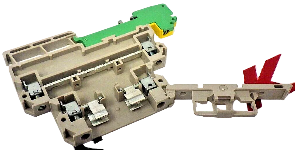 Mechanical component with a red arrow on a white background