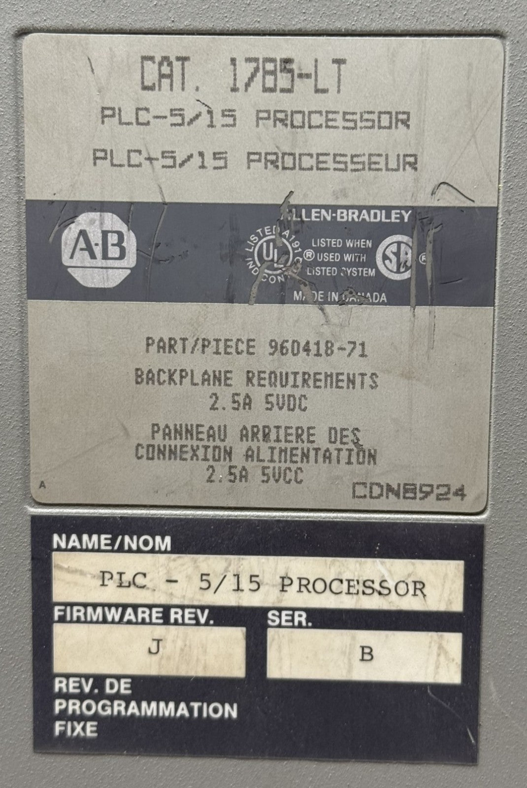 Allen-Bradley 1785-LT PLC-5/15 Processor Module3
