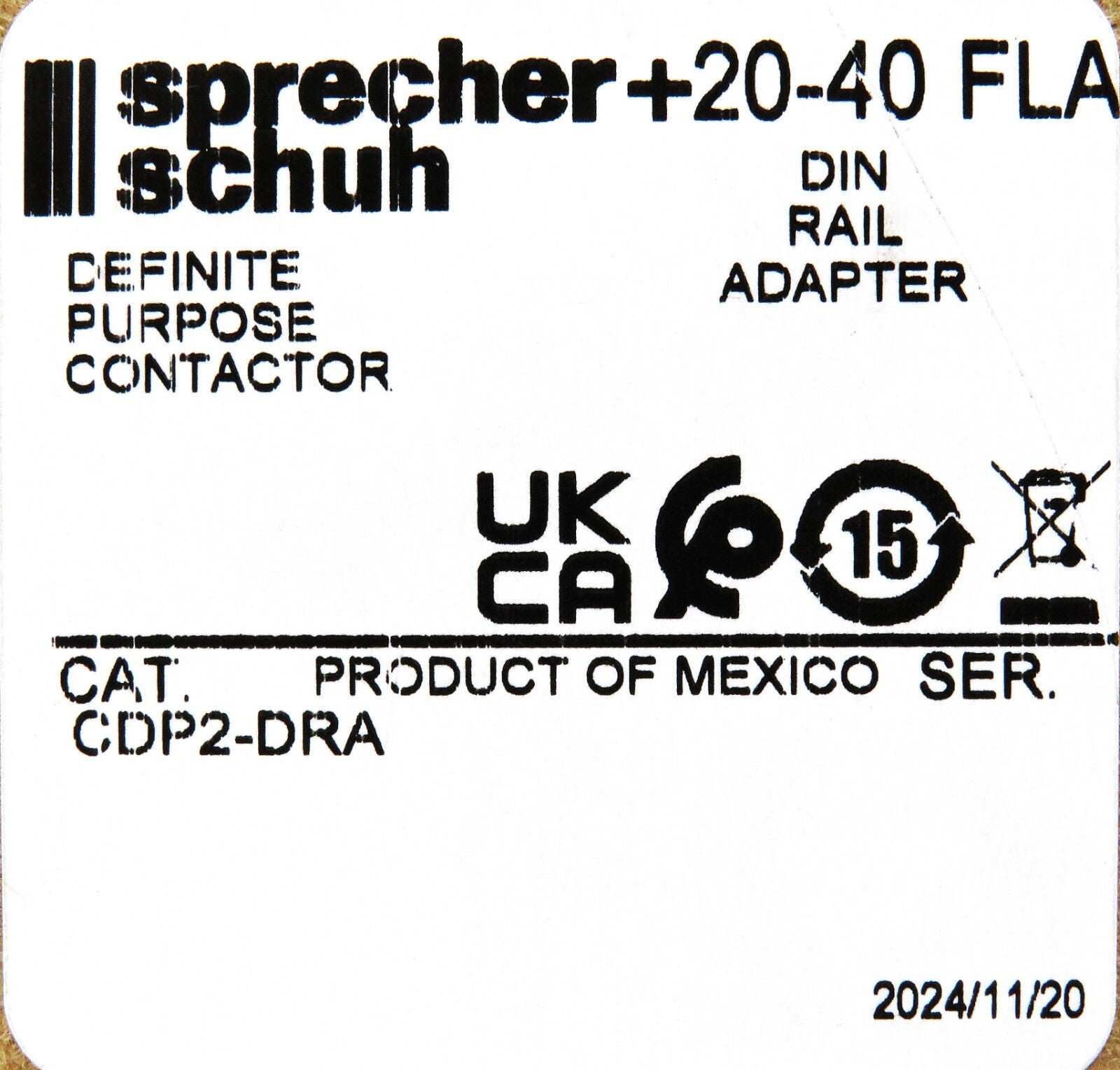 Sprecher + Schuh CDP2-DRA DIN Rail Adapter for CDP2 25-40A Contactors3
