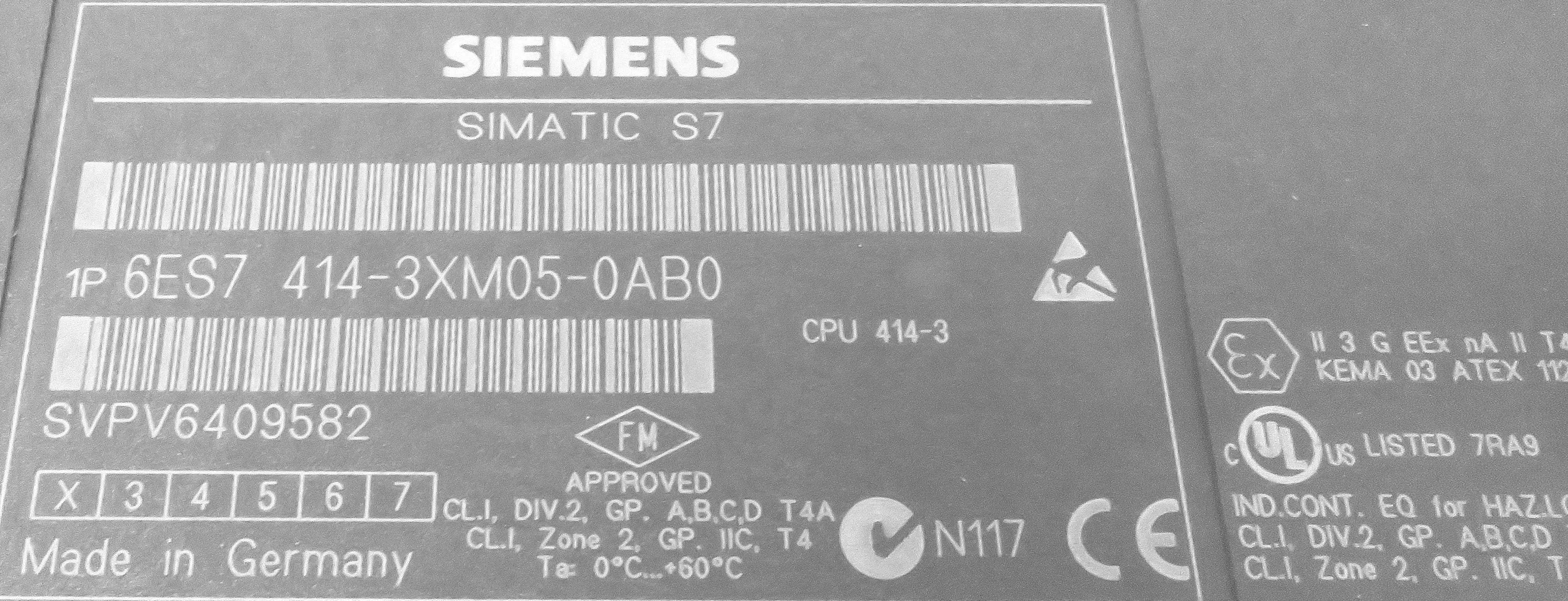Siemens 6ES7 414-3XM05-0AB0 SIMATIC S7-400 CPU 414-3