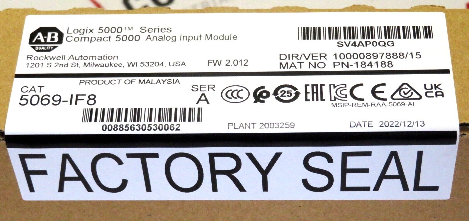 Allen-Bradley 5069-IF8 PLC Input/Output Module Logix 5000 Series