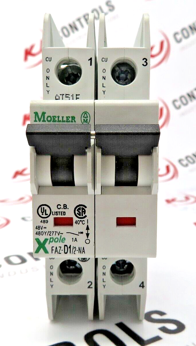 Eaton Moeller FAZ-D1/2-NA Xpole Circuit Breaker 1A 2-Pole D-Curve